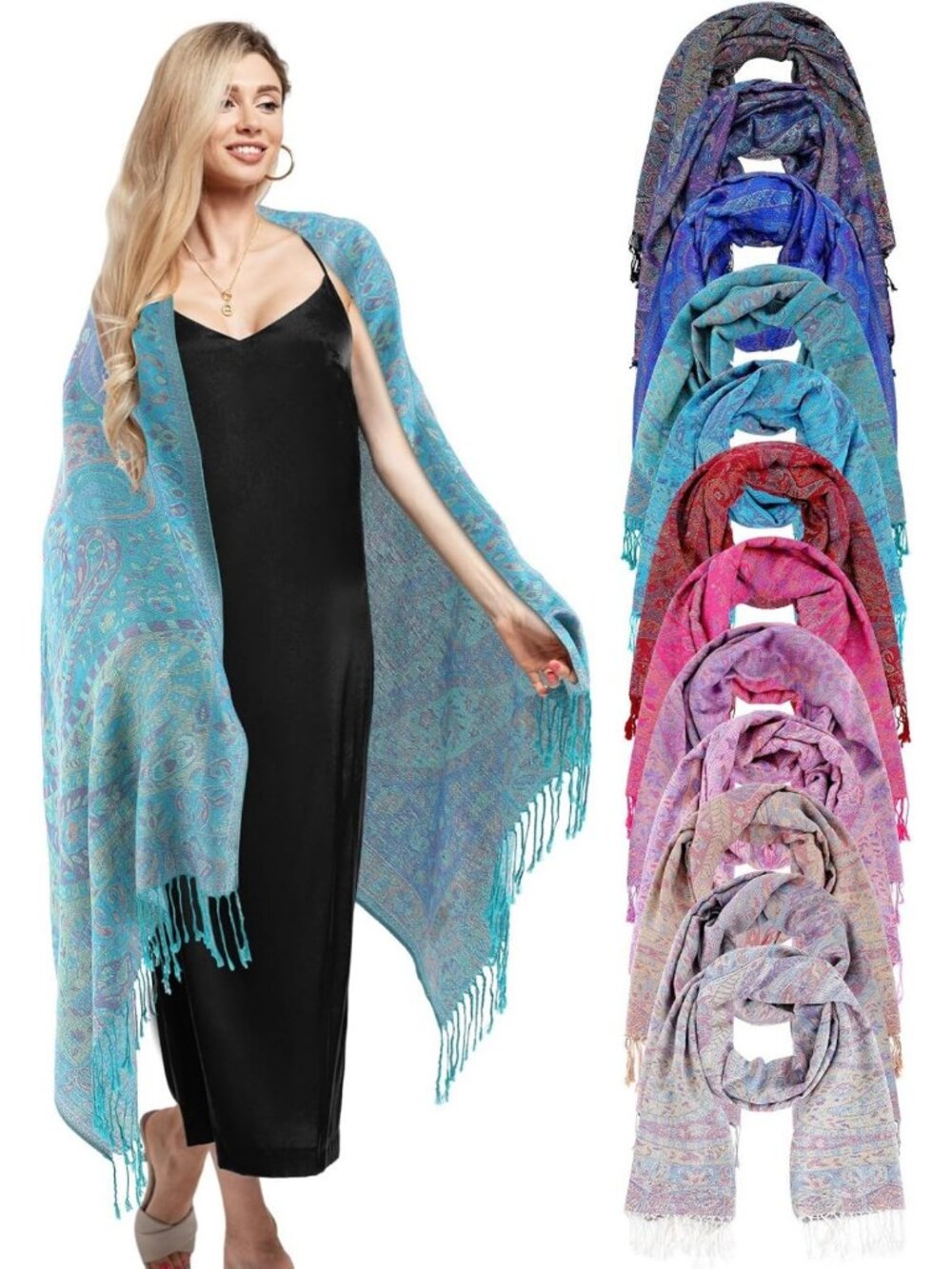 12 Pack Women's Shawls & Wraps - Versatile Fashion Scarves, 78.7 x 27.6 Inches